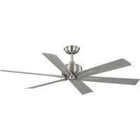 Brazas Collection 56 in. Six-Blade Brushed Nickel Transitional Ceiling Fan - Damp Location Listed
