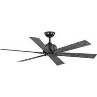 Brazas Collection 56 in. Six-Blade Matte Black Transitional Ceiling Fan - Damp Location Listed