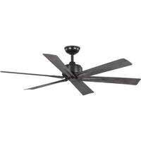 Brazas Collection 56 in. Six-Blade Matte Black Transitional Ceiling Fan - Damp Location Listed