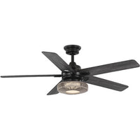 Schaal Collection 52 in. Five-Blade Matte Black Coastal Ceiling Fan with Integrated LED Light - Damp Location Listed