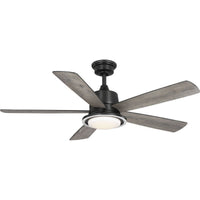Tarsus Collection 52 in. Five Blade Matte Black Modern Ceiling Fan with Integrated CCT-LED Light - Dry Location Only