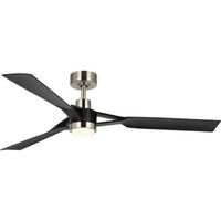 Belen Collection 60-in Three-Blade Brushed Nickel Modern Ceiling Fan with Matte Black Blades - Damp Location Listed