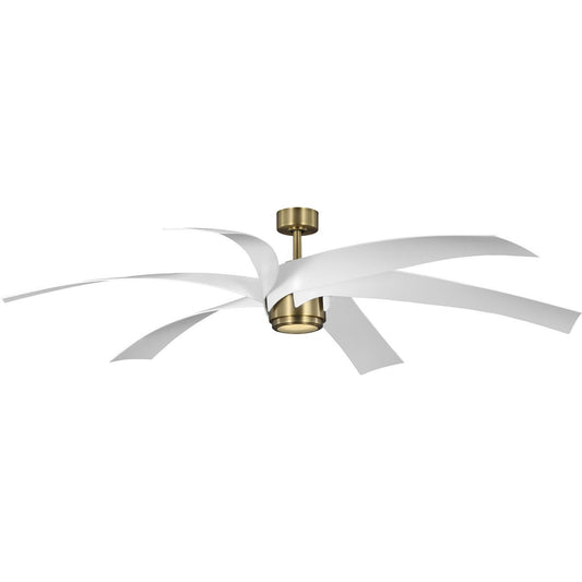Progress Lighting Ceiling Fans Light - Insigna Collection 72-in Six-Blade Vintage Brass Contemporary Ceiling Fan with Matte White Blades - Model P250113-163-30