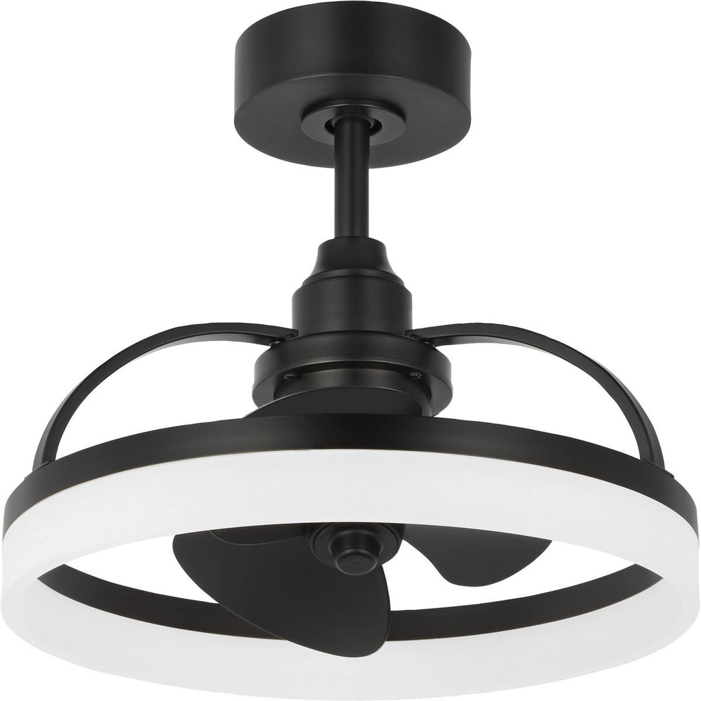 Shear Collection Oscillating Three-Blade Matte black Ceiling Fan with Matte Black Blades - Damp Location Listed