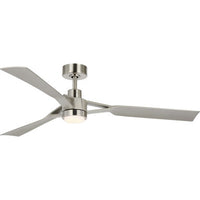 Belen Collection 60-in Three-Blade Brushed Nickel Modern Ceiling Fan with Silver Blades - Damp Location Listed