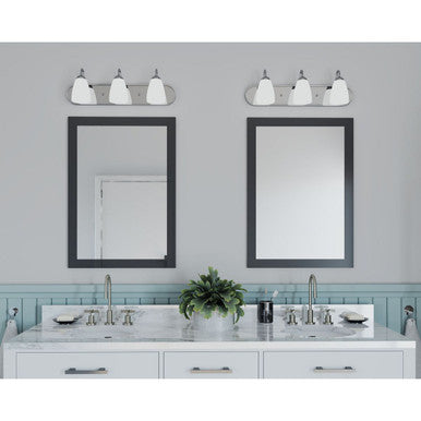 Gather Collection Three-Light Polished Chrome Etched Glass Traditional Bath Vanity Light - Damp Location Listed