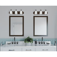 Gather Collection Three-Light Antique Bronze Etched Glass Traditional Bath Vanity Light - Damp Location Listed