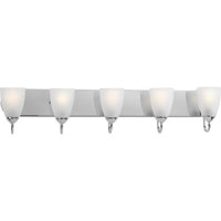 Gather Collection Five-Light Polished Chrome Etched Glass Traditional Bath Vanity Light - Damp Location Listed