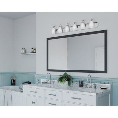 Gather Collection Six-Light Polished Chrome Etched Glass Traditional Bath Vanity Light - Damp Location Listed