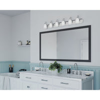 Gather Collection Six-Light Polished Chrome Etched Glass Traditional Bath Vanity Light - Damp Location Listed