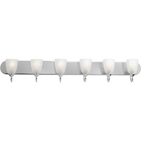 Gather Collection Six-Light Polished Chrome Etched Glass Traditional Bath Vanity Light - Damp Location Listed
