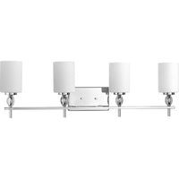 Status Collection Four-Light Polished Chrome Etched Linen Glass Coastal Bath Vanity Light - Damp Location Listed