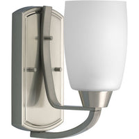 Wisten Collection One-Light Brushed Nickel Etched Glass Modern Bath Vanity Light