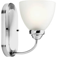 Heart Collection One-Light Polished Chrome Etched Glass Farmhouse Bath Vanity Light