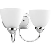 Heart Collection Two-Light Polished Chrome Etched Glass Farmhouse Bath Vanity Light