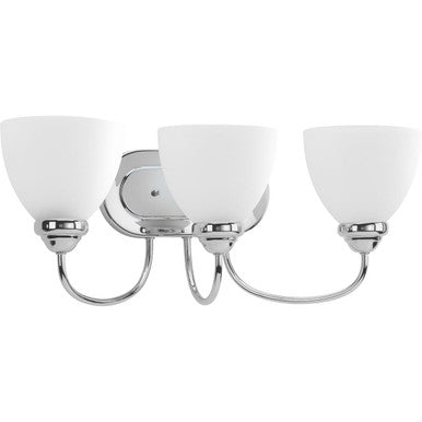 Heart Collection Three-Light Polished Chrome Etched Glass Farmhouse Bath Vanity Light - Damp Location Listed