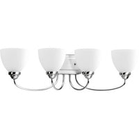 Heart Collection Four-Light Polished Chrome Etched Glass Farmhouse Bath Vanity Light - Damp Location Listed