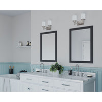 Alexa Collection Two-Light Brushed Nickel Etched Linen With Clear Edge Glass Modern Bath Vanity Light - Damp Location Listed