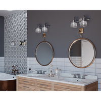 Archie Collection Two-Light Antique Nickel Clear Double Prismatic Glass Coastal Bath Vanity Light - Damp Location Listed