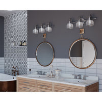 Archie Collection Three-Light Antique Nickel Clear Double Prismatic Glass Coastal Bath Vanity Light - Damp Location Listed