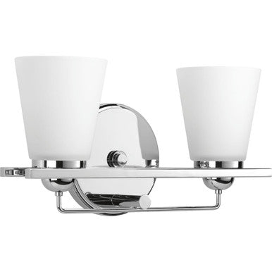 Flight Collection Two-Light Polished Chrome Etched Glass Coastal Bath Vanity Light - Damp Location Listed