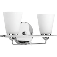 Flight Collection Two-Light Polished Chrome Etched Glass Coastal Bath Vanity Light - Damp Location Listed