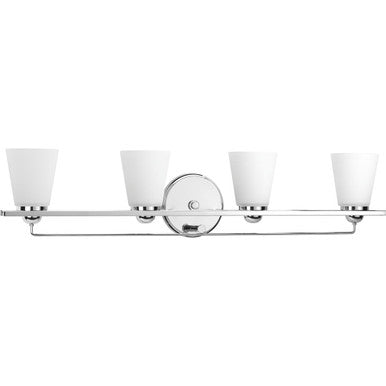 Flight Collection Four-Light Polished Chrome Etched Glass Coastal Bath Vanity Light - Damp Location Listed