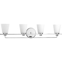 Flight Collection Four-Light Polished Chrome Etched Glass Coastal Bath Vanity Light - Damp Location Listed
