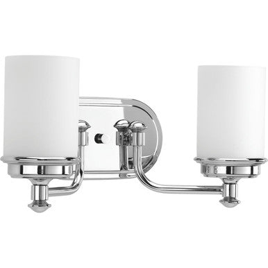 Glide Collection Two-Light Polished Chrome Etched Opal Glass Coastal Bath Vanity Light - Damp Location Listed