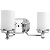 Glide Collection Two-Light Polished Chrome Etched Opal Glass Coastal Bath Vanity Light - Damp Location Listed