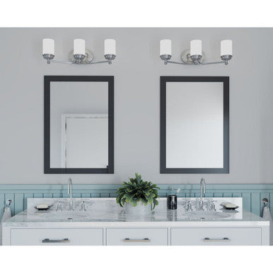 Glide Collection Three-Light Brushed Nickel Etched Opal Glass Coastal Bath Vanity Light - Damp Location Listed