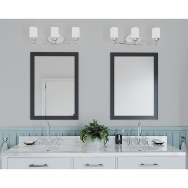 Glide Collection Three-Light Polished Chrome Etched Opal Glass Coastal Bath Vanity Light - Damp Location Listed