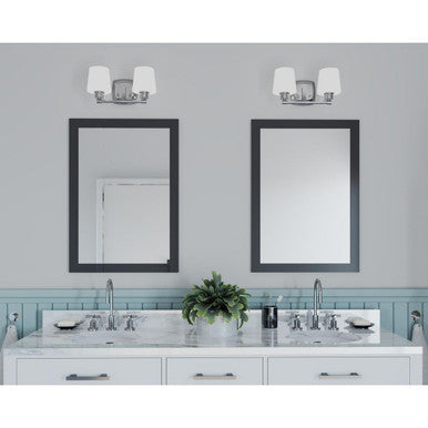 Glance Collection Two-Light Polished Chrome Etched White Linen Glass Farmhouse Bath Vanity Light - Damp Location Listed