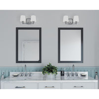 Glance Collection Two-Light Polished Chrome Etched White Linen Glass Farmhouse Bath Vanity Light - Damp Location Listed