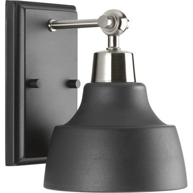 Bramlett Collection One-Light Brushed Nickel Graphite Metal Shade Coastal Bath Vanity Light