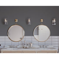 Calhoun Collection One-Light Brushed Nickel Clear Glass Farmhouse Bath Vanity Light