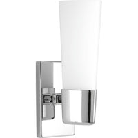 Zura Collection One-Light Polished Chrome Etched Opal Glass Modern Bath Vanity Light - Damp Location Listed
