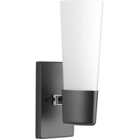 Zura Collection One-Light Matte Black Etched Opal Glass Modern Bath Vanity Light - Damp Location Listed