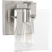 Glayse Collection One-Light Brushed Nickel Clear Glass Luxe Bath Vanity Light