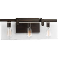 Glayse Collection Three-Light Antique Bronze Clear Glass Luxe Bath Vanity Light - Damp Location Listed