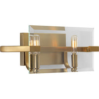 Cahill Collection Two-Light Brushed Bronze Clear Glass Luxe Bath Vanity Light - Damp Location Listed