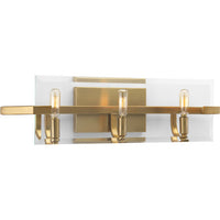 Cahill Collection Three-Light Brushed Bronze Clear Glass Luxe Bath Vanity Light - Damp Location Listed