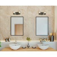 Spatial Collection Two-Light Matte Black Clear Glass Global Bath Vanity Light - Damp Location Listed