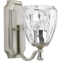 Anjoux Collection One-Light Silver Ridge Clear Water Glass Luxe Bath Vanity Light