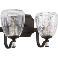Anjoux Collection Two-Light Antique Bronze Clear Water Glass Luxe Bath Vanity Light - Damp Location Listed