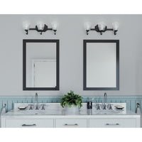 Anjoux Collection Three-Light Antique Bronze Clear Water Glass Luxe Bath Vanity Light - Damp Location Listed