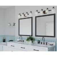 Anjoux Collection Four-Light Antique Bronze Clear Water Glass Luxe Bath Vanity Light - Damp Location Listed