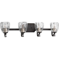 Anjoux Collection Four-Light Antique Bronze Clear Water Glass Luxe Bath Vanity Light - Damp Location Listed