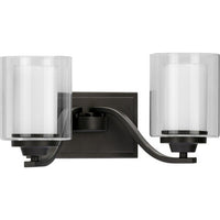 Kene Collection Two-Light Graphite Clear Glass Craftsman Bath Vanity Light - Damp Location Listed