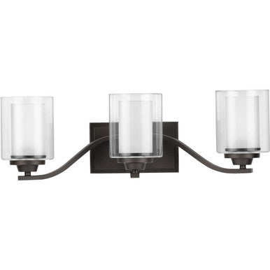 Kene Collection Three-Light Graphite Clear Glass Craftsman Bath Vanity Light - Damp Location Listed